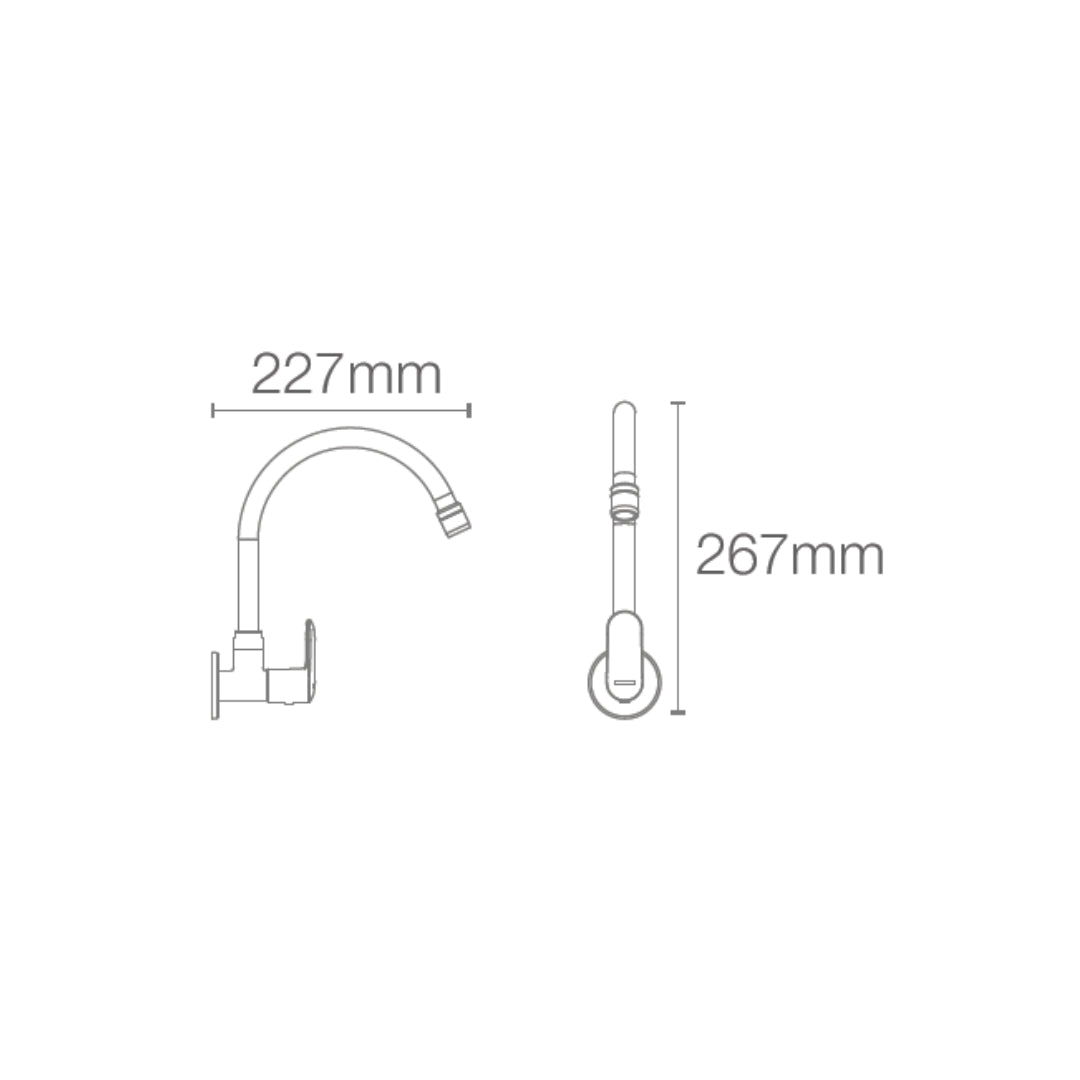 Kohler Wall Mounted Regular Kitchen Sink Tap Kumin K-99482IN-4-CP with Swinging Spout in Chrome Finish