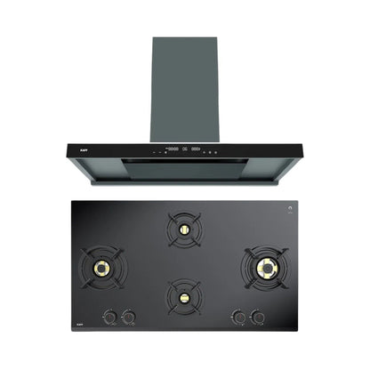 Kaff 90 cm Wall Mounted Chimney MISSONI 90 - BLDC + Kaff 90 cm 4 Burner Hob Ashford Series ASF 94V