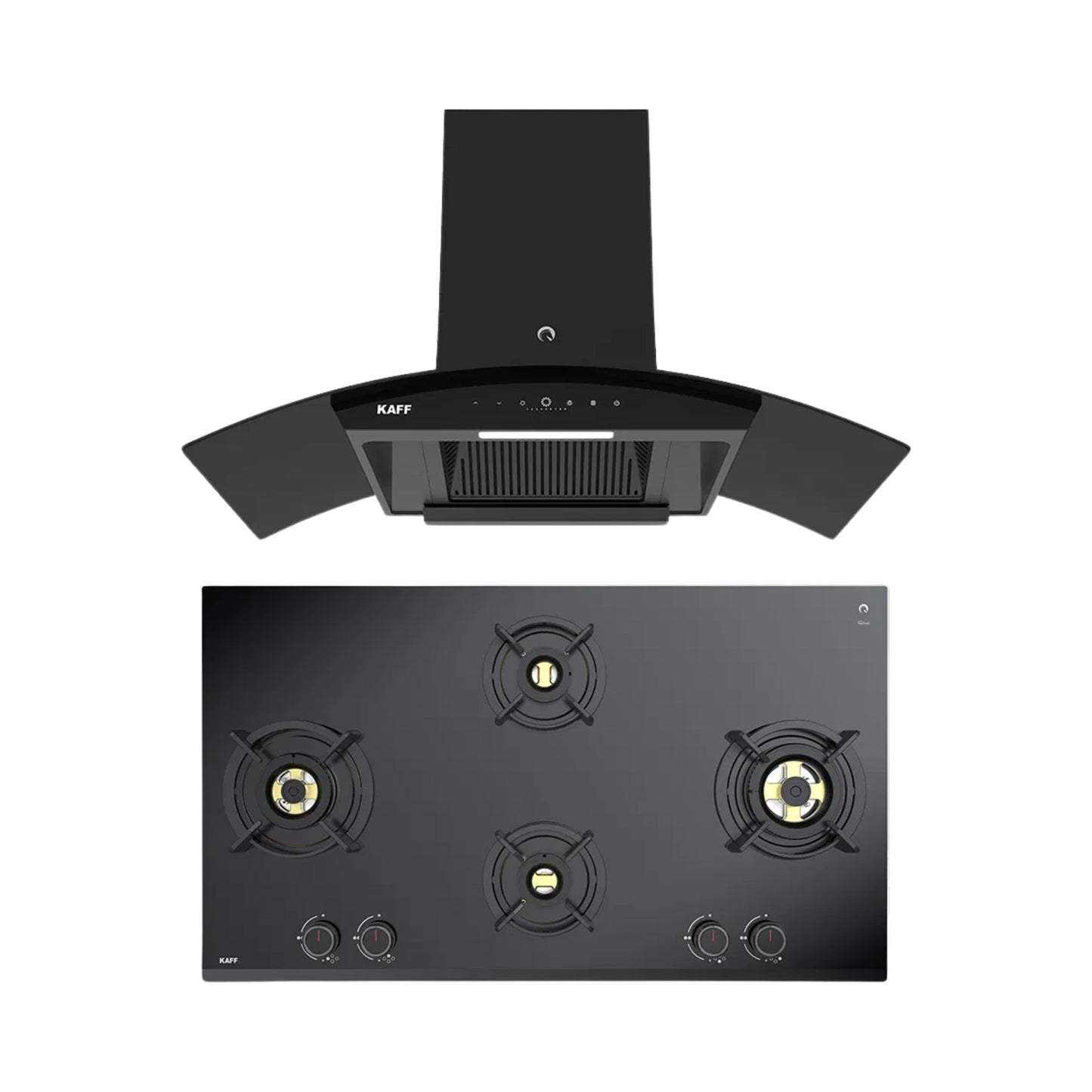 Kaff 90 cm Wall Mounted Chimney VASCO 90 DC - BLDC + Kaff 90 cm 4 Burner Hob Ashford Series ASF 94V