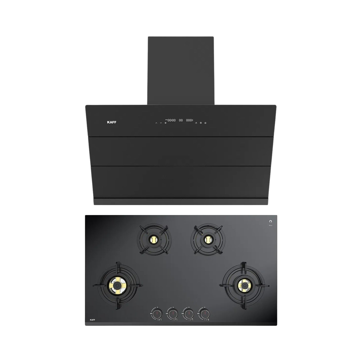 Kaff 90 cm Wall Mounted Chimney ALBURY SUPER 90 DC BLDC + Kaff 90 cm 4 Burner Hob Ashford Series ASF 94M