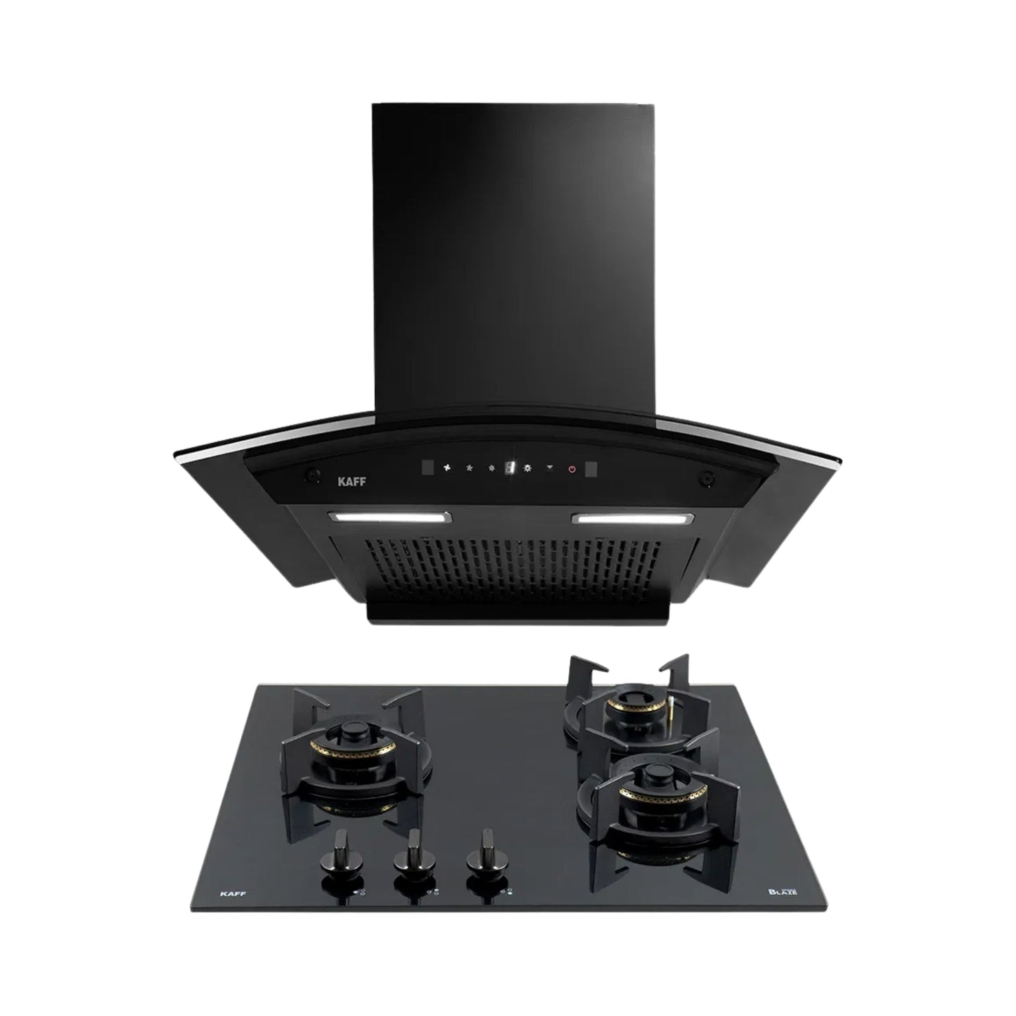 Kaff 60 cm Wall Mounted Chimney Filterless Series MAINZ DHC 60 + Kaff 60 cm 3 Burner Hob Blaze Series BZ 603