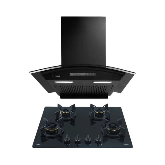 Kaff 60 cm Wall Mounted Chimney Premier Range MAINZ 60 DC - BLDC + Kaff 65 cm 4 Burner Hob Blaze Series BZ 654