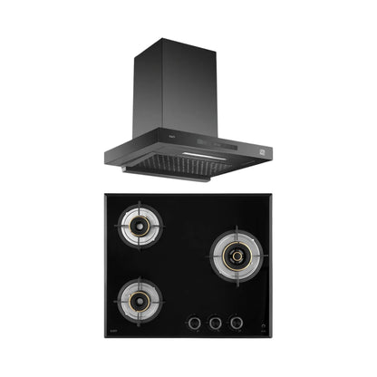 Kaff 60 cm Wall Mounted Chimney ASHPRO 60 DC - BLDC + Kaff 60 cm 3 Burner Hob Alton ALN 603