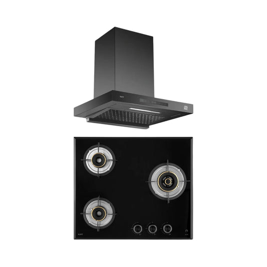 Kaff 60 cm Wall Mounted Chimney ASHPRO 60 DC - BLDC + Kaff 60 cm 3 Burner Hob Alton ALN 603
