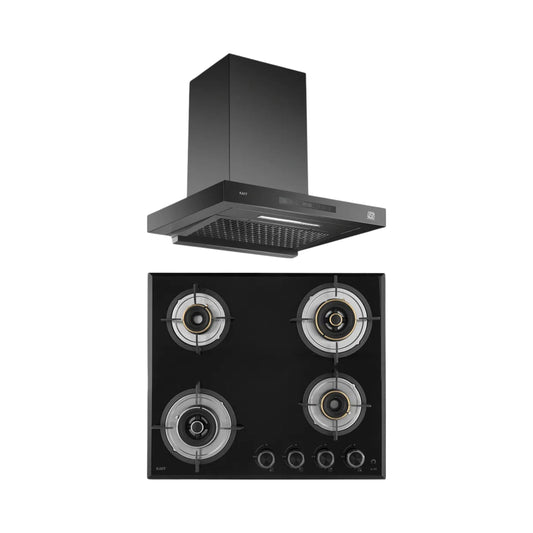 Kaff 60 cm Wall Mounted Chimney ASHPRO 60 DC - BLDC + Kaff 60 cm 4 Burner Hob Alton ALN 604