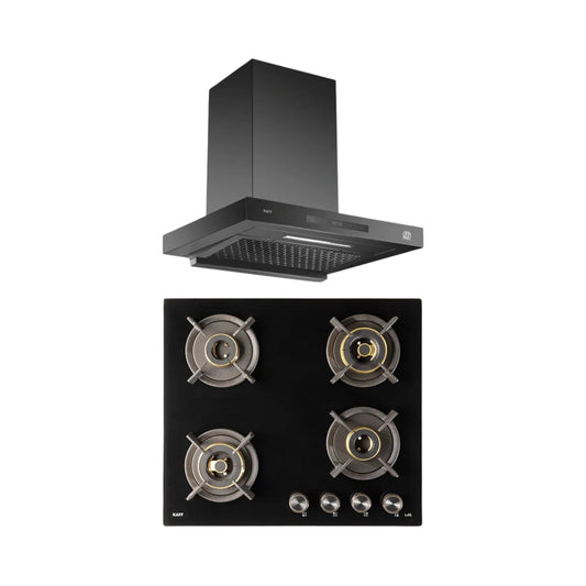 Kaff 60 cm Wall Mounted Chimney ASHPRO 60 DC - BLDC + Kaff 60 cm 4 Burner Hob Infra INF 604