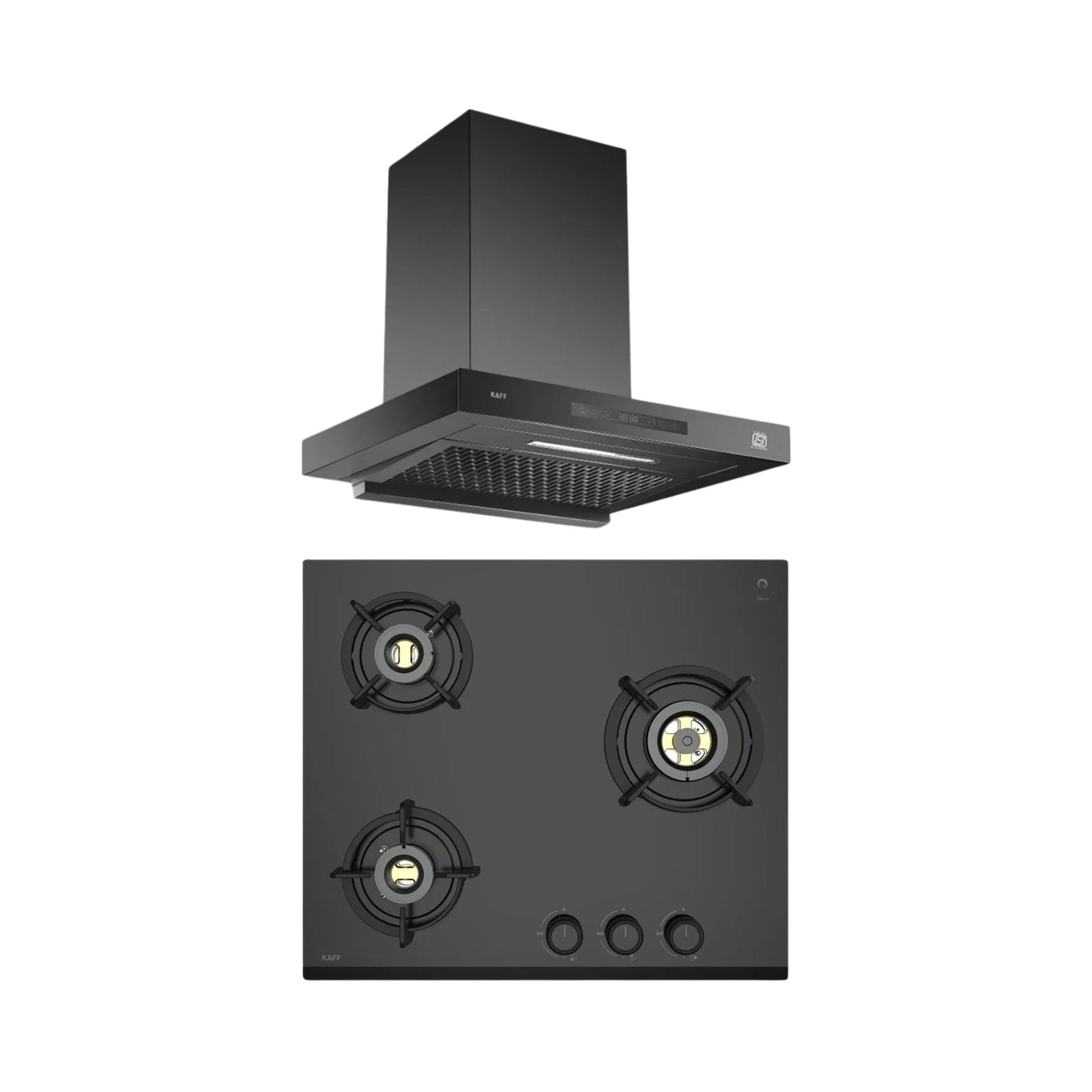 Kaff 60 cm Wall Mounted Chimney ASHPRO 60 DC - BLDC + Kaff 60 cm 3 Burner Hob Ashford ASF 603