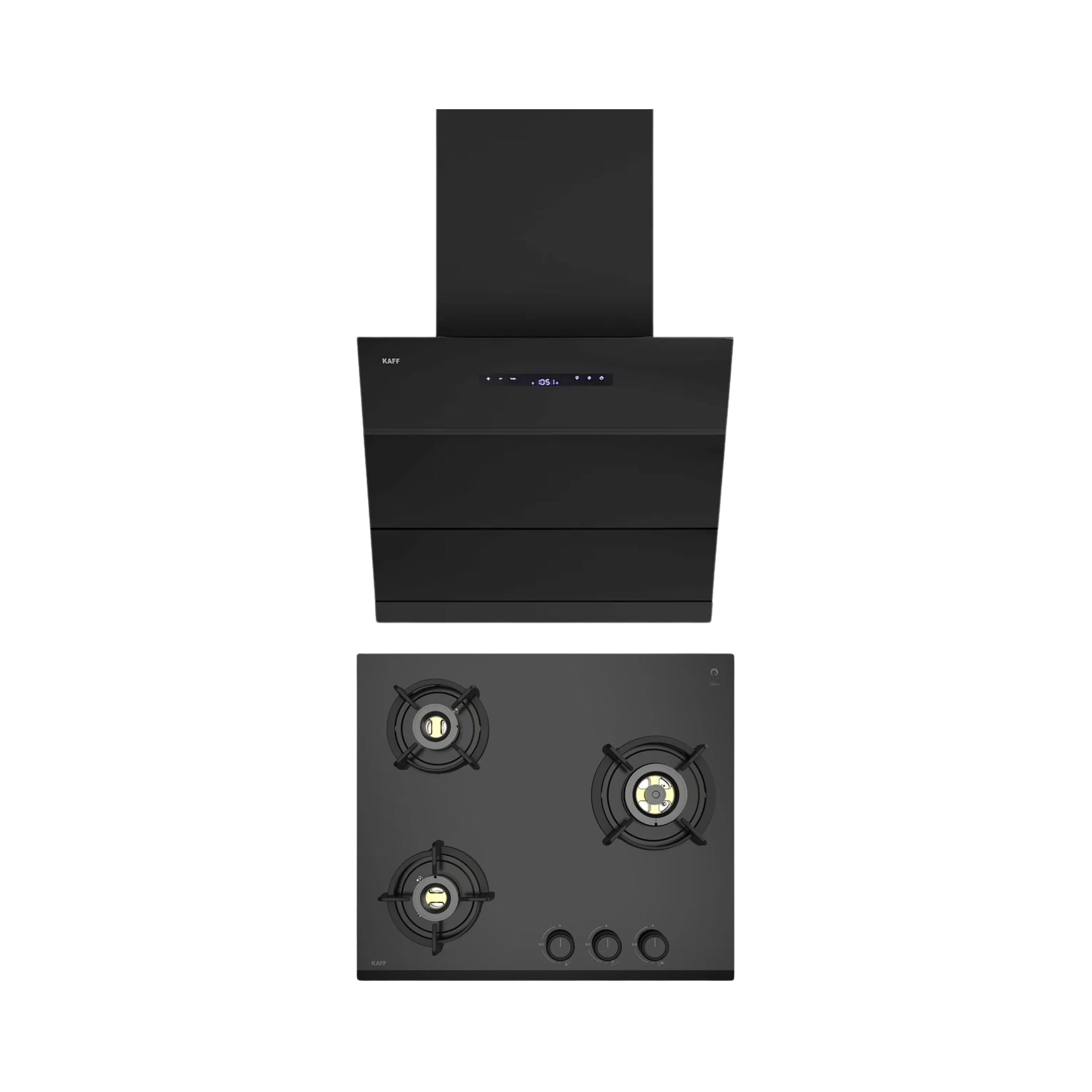 Kaff 60 cm Wall Mounted Chimney LYNN 60 DC BLDC + Kaff 60 cm 3 Burner Hob Ashford ASF 603