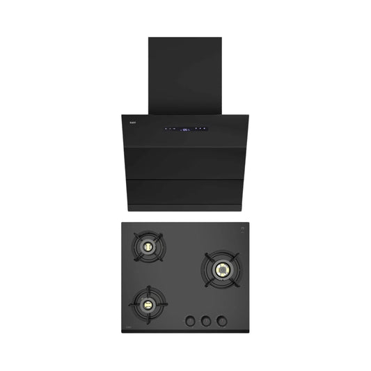 Kaff 60 cm Wall Mounted Chimney LYNN 60 DC BLDC + Kaff 60 cm 3 Burner Hob Ashford ASF 603
