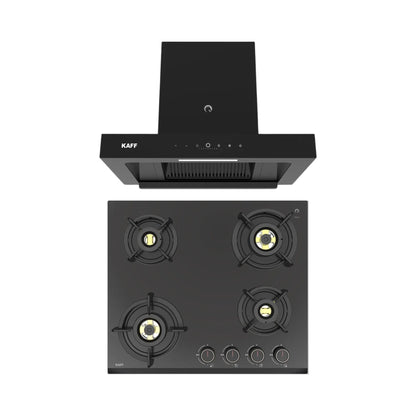 Kaff 60 cm Wall Mounted Chimney CASTO 60 - DC - BLDC + Kaff 60 cm 4 Burner Hob Ashford ASF 604