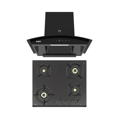 Kaff 60 cm Wall Mounted Chimney VASCO 60 DC - BLDC + Kaff 60 cm 4 Burner Hob Ashford ASF 604