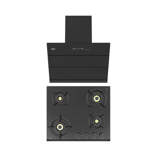Kaff 60 cm Wall Mounted Chimney ALBURY 60 DC - BLDC + Kaff 60 cm 4 Burner Hob Ashford ASF 604