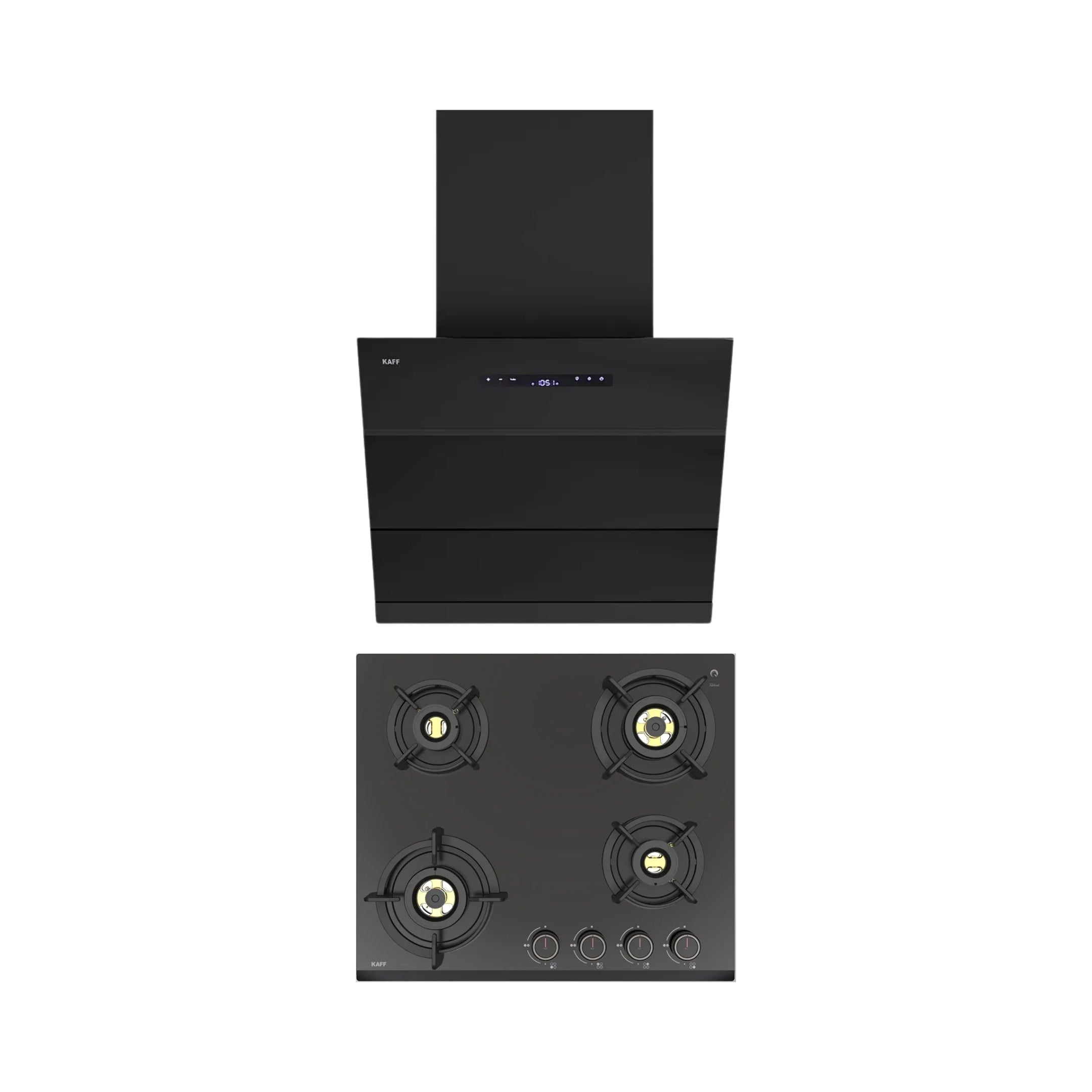 Kaff 60 cm Wall Mounted Chimney LYNN 60 DC BLDC + Kaff 60 cm 4 Burner Hob Ashford ASF 604