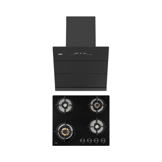 Kaff 60 cm Wall Mounted Chimney ALBURY SUPER 60 DC BLDC + Kaff 60 cm 4 Burner Hob Bellini F BLHF 604X