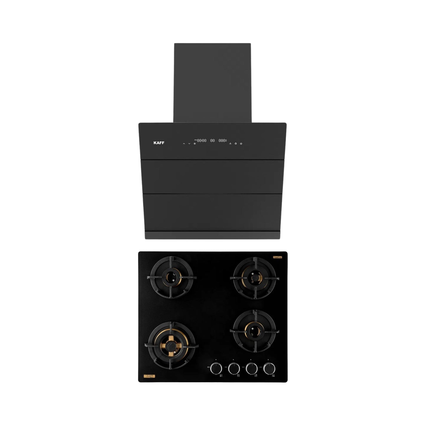 Kaff 60 cm Wall Mounted Chimney ALBURY SUPER 60 DC BLDC + Kaff 60 cm 4 Burner Hob Massimo MSM 604X