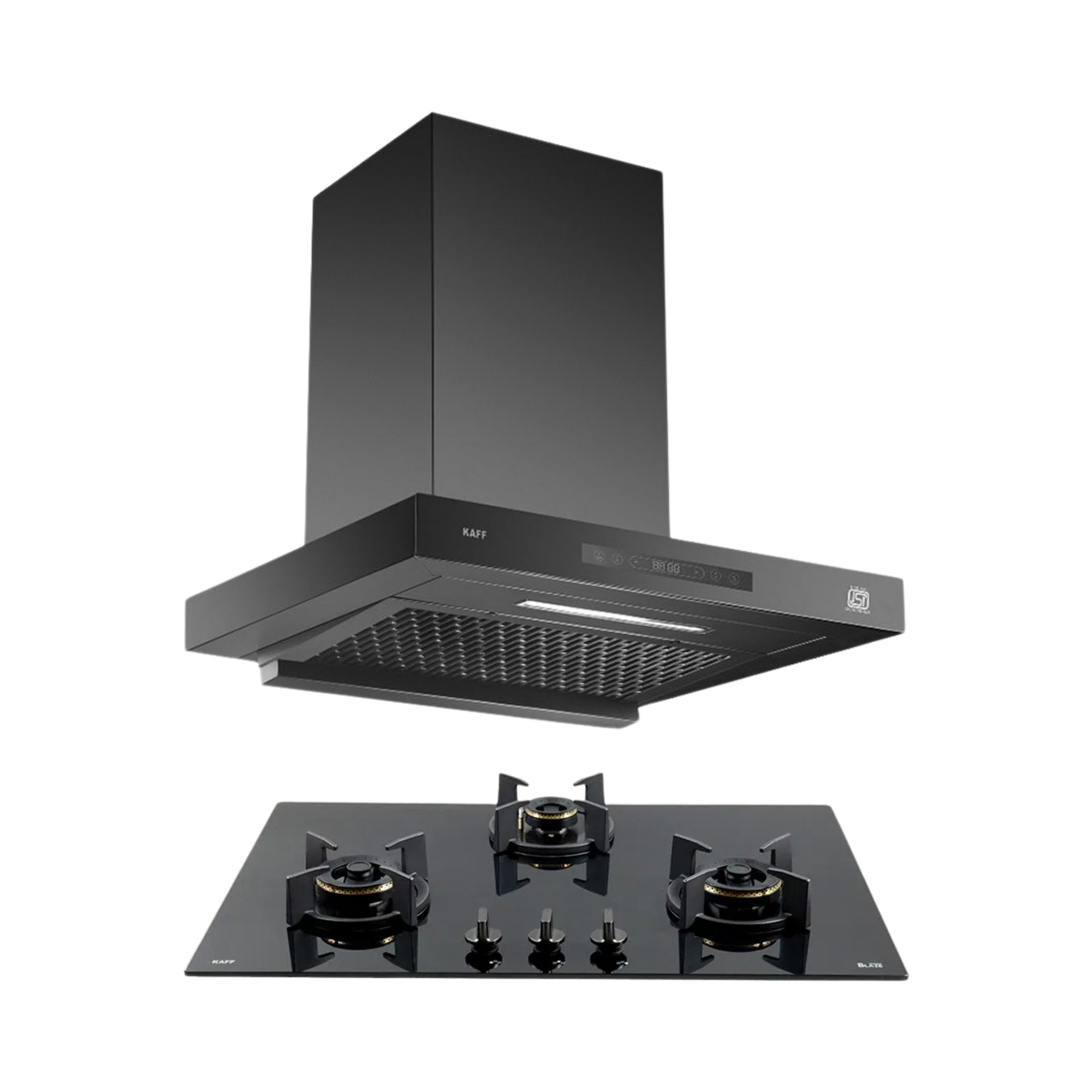 Kaff 75 cm Wall Mounted Chimney ASHPRO 75 DC - BLDC + Kaff 78 cm 3 Burner Hob Blaze Series BZ 783