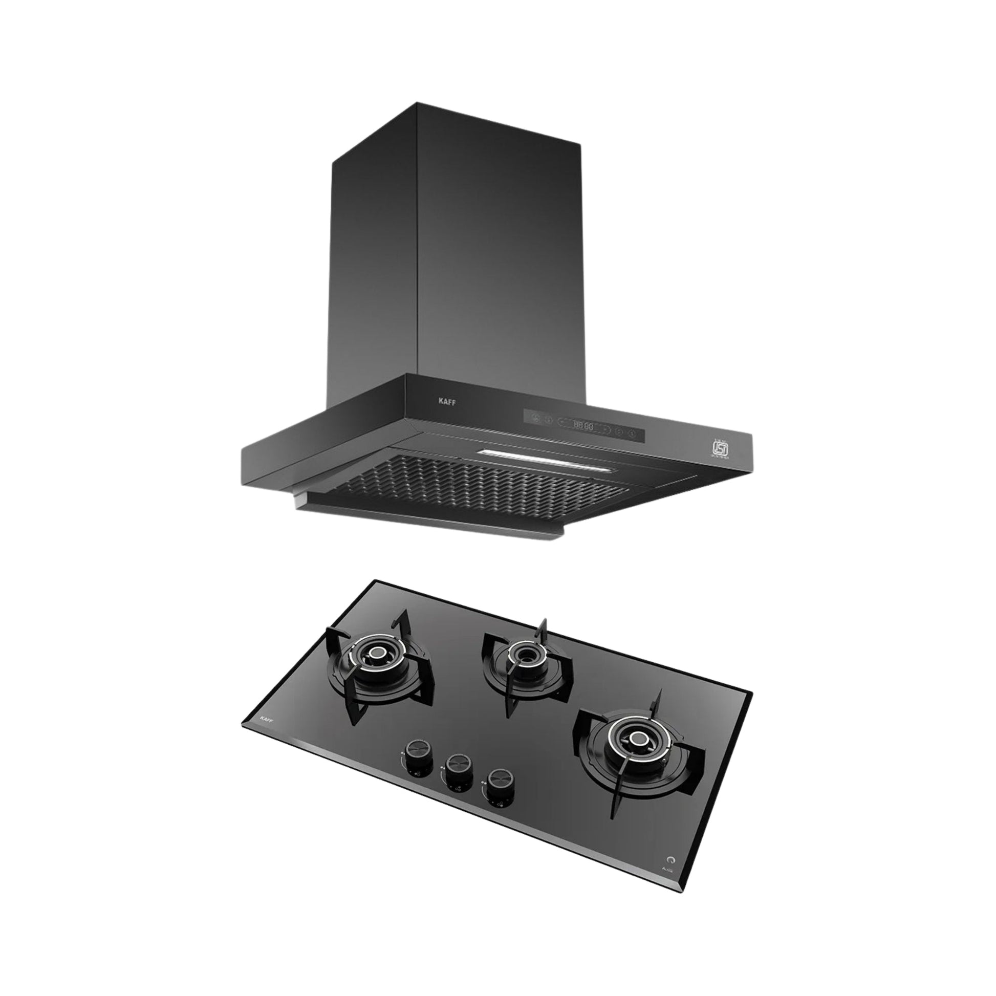 Kaff 75 cm Wall Mounted Chimney ASHPRO 75 DC - BLDC + Kaff 78 cm 3 Burner Hob Alton ALNF 783