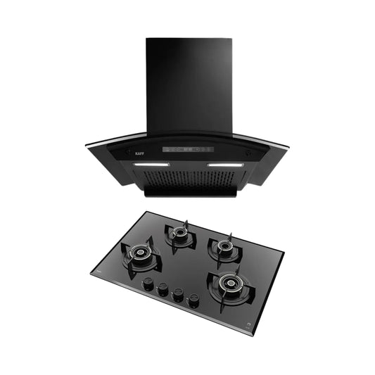 Kaff 75 cm Wall Mounted Chimney Premier Range MAINZ 75 DC - BLDC + Kaff 78 cm 4 Burner Hob Alton ALNF 784