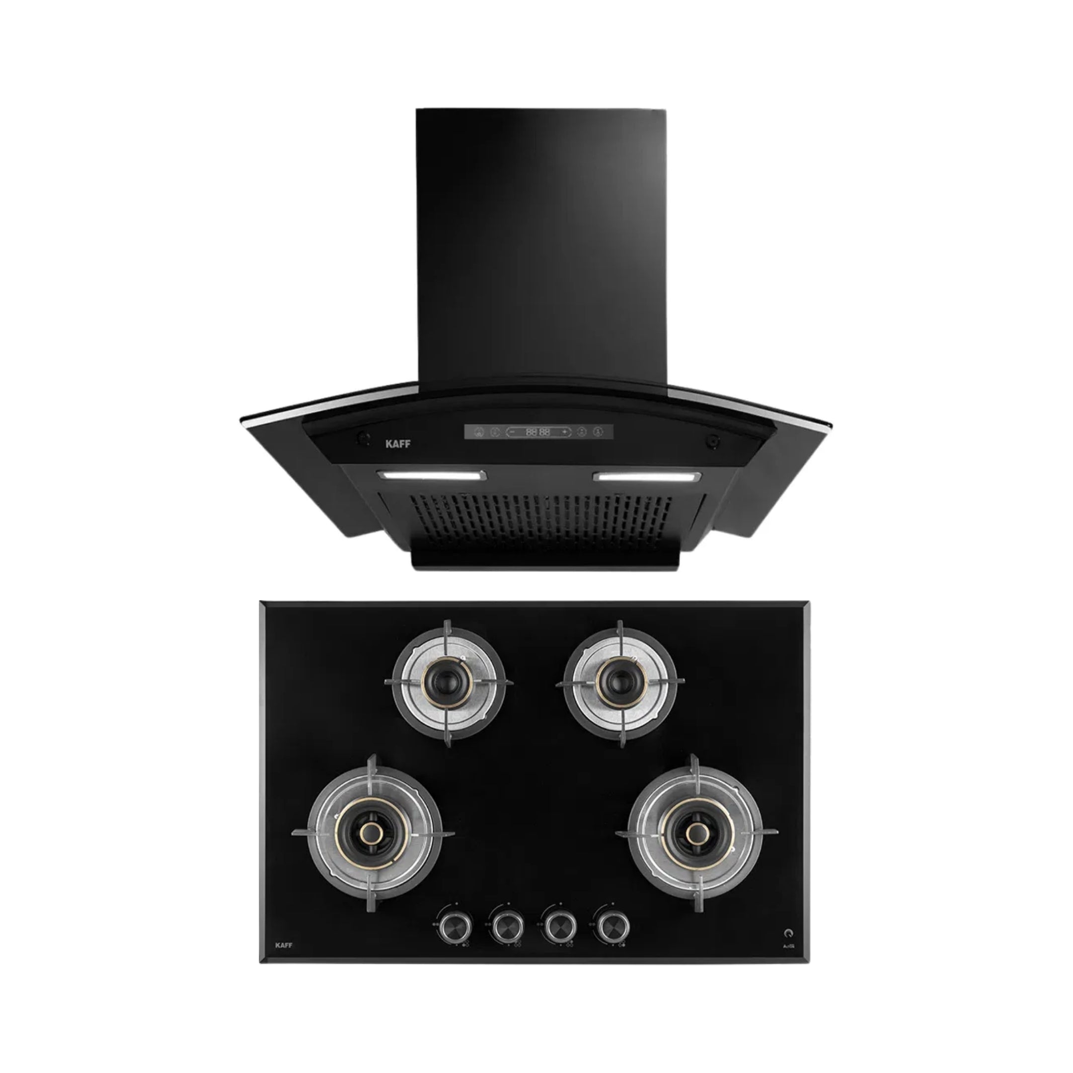 Kaff 75 cm Wall Mounted Chimney Premier Range MAINZ 75 DC - BLDC + Kaff 78 cm 4 Burner Hob Alton ALN 784