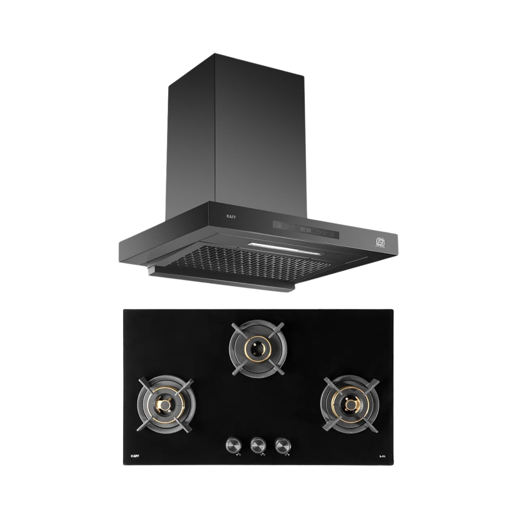 Kaff 75 cm Wall Mounted Chimney ASHPRO 75 DC - BLDC + Kaff 78 cm 3 Burner Hob Infra INF 783