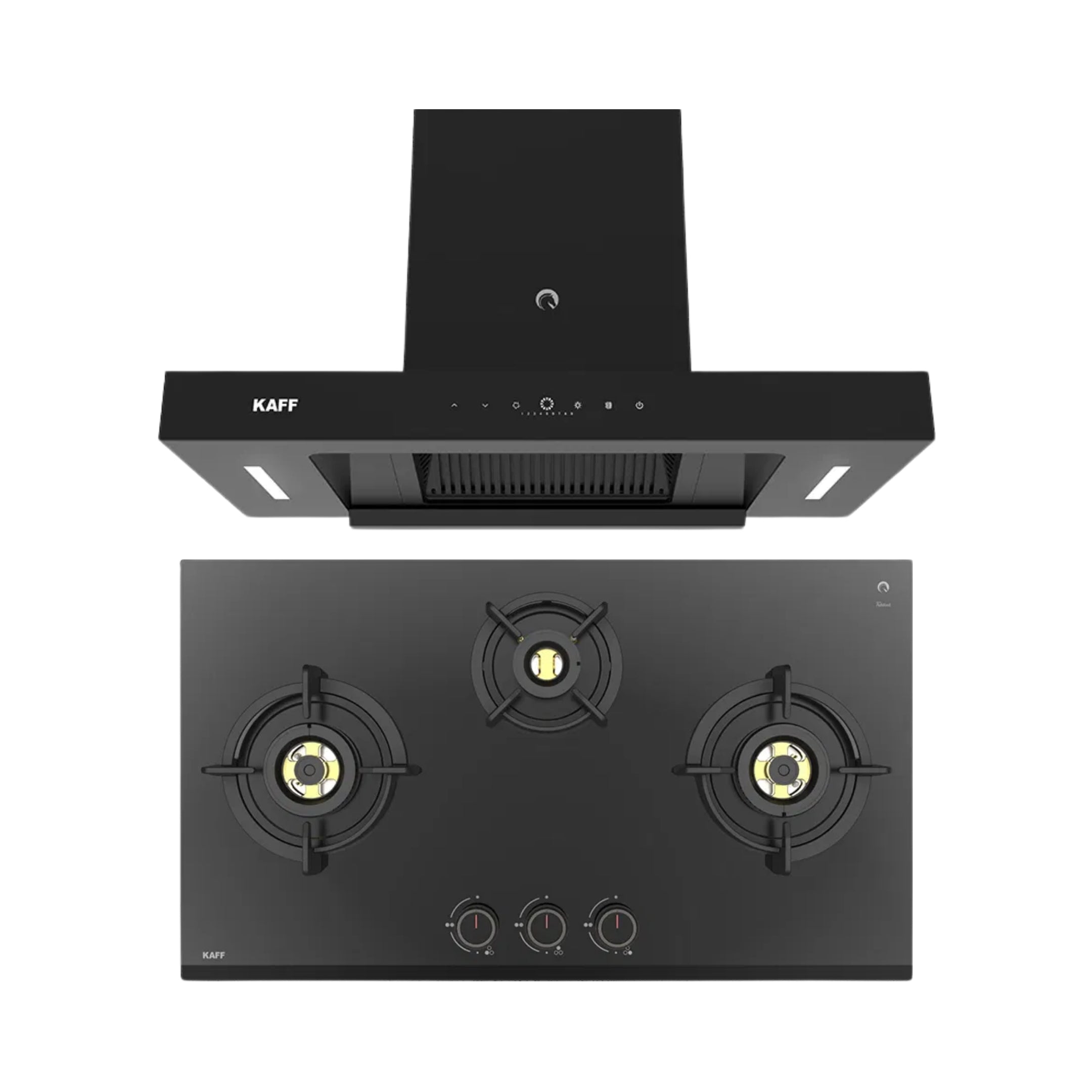 Kaff 75 cm Wall Mounted Chimney CASTO 75 - DC - BLDC + Kaff 78 cm 3 Burner Hob Ashford ASF 783