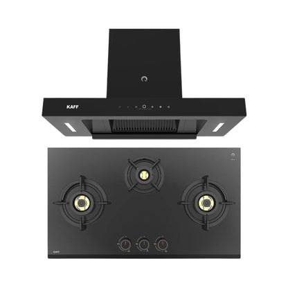 Kaff 75 cm Wall Mounted Chimney CASTO 75 - DC - BLDC + Kaff 78 cm 3 Burner Hob Ashford ASF 783