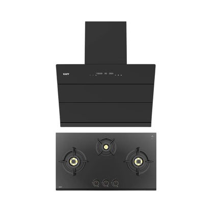 Kaff 75 cm Wall Mounted Chimney ALBURY 75 DC - BLDC + Kaff 78 cm 3 Burner Hob Ashford ASF 783
