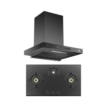 Kaff 75 cm Wall Mounted Chimney ASHPRO 75 DC - BLDC + Kaff 78 cm 3 Burner Hob Ashford ASF 783