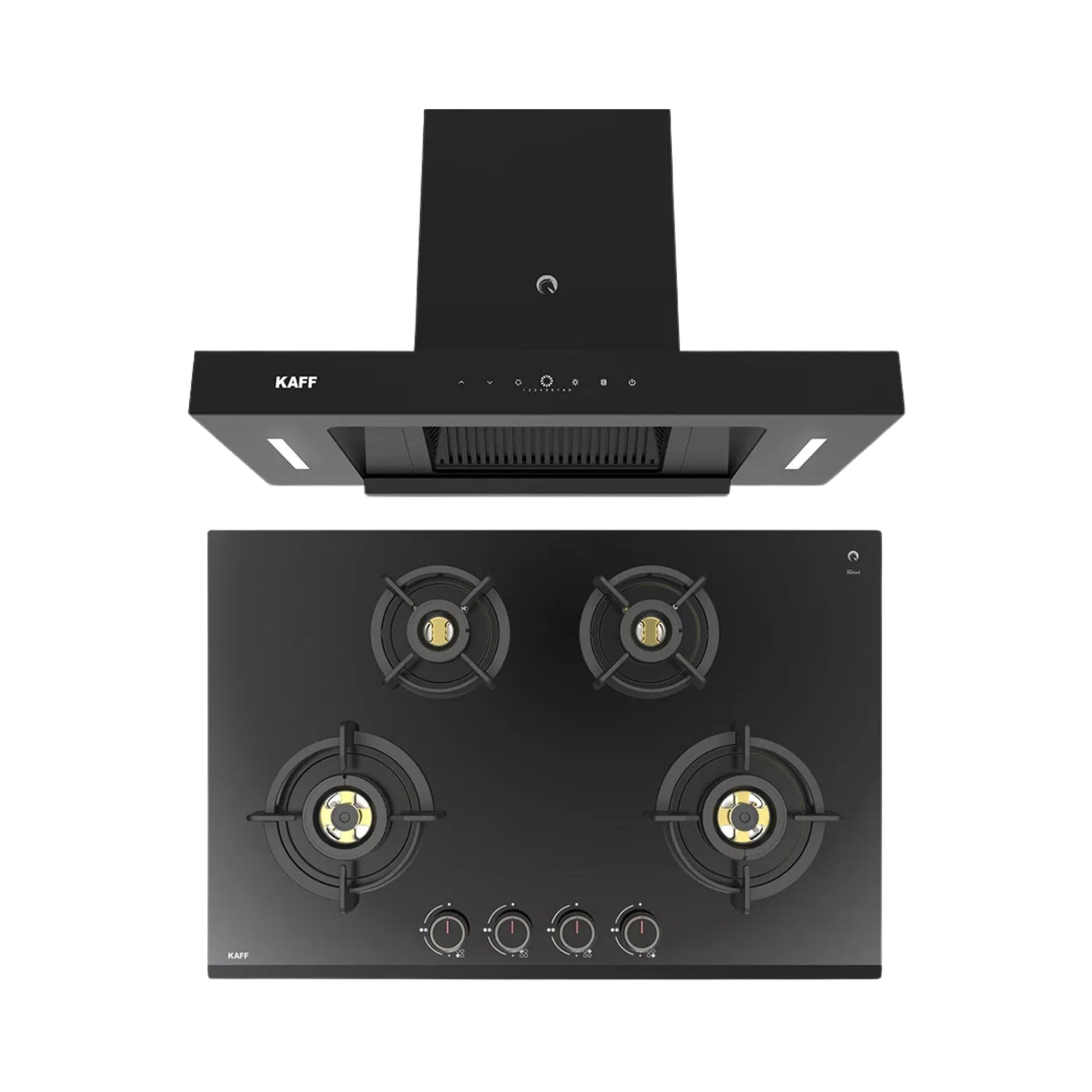 Kaff 75 cm Wall Mounted Chimney CASTO 75 - DC - BLDC + Kaff 78 cm 4 Burner Hob Ashford ASF 784