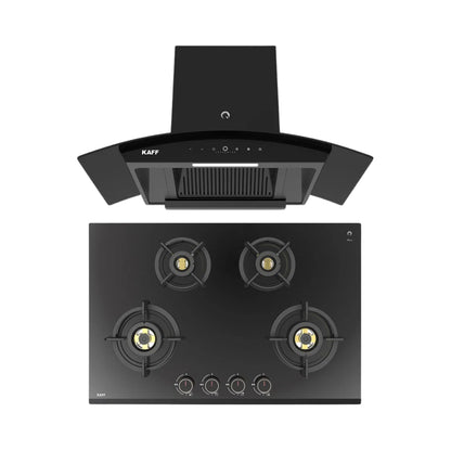 Kaff 75 cm Wall Mounted Chimney VASCO 75 DC - BLDC + Kaff 78 cm 4 Burner Hob Ashford ASF 784