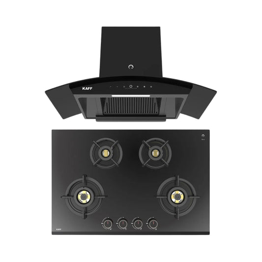 Kaff 75 cm Wall Mounted Chimney VASCO 75 DC - BLDC + Kaff 78 cm 4 Burner Hob Ashford ASF 784