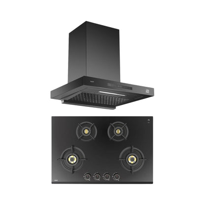 Kaff 75 cm Wall Mounted Chimney ASHPRO 75 DC - BLDC + Kaff 78 cm 4 Burner Hob Ashford ASF 784