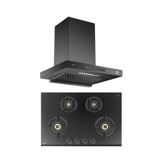 Kaff 75 cm Wall Mounted Chimney ASHPRO 75 DC - BLDC + Kaff 78 cm 4 Burner Hob Ashford ASF 784
