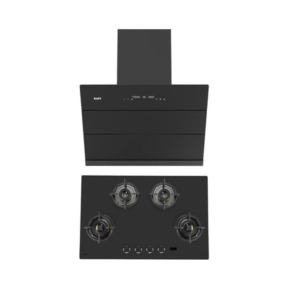 Kaff 75 cm Wall Mounted Chimney ALBURY SUPER 75 DC BLDC + Kaff 80 cm 4 Burner Hob Preston PRS 804