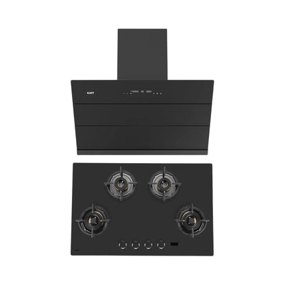 Kaff 90 cm Wall Mounted Chimney ALBURY SUPER 90 DC BLDC + Kaff 80 cm 4 Burner Hob Preston PRS 804