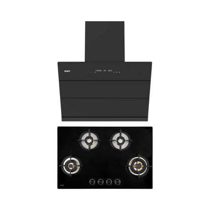 Kaff 75 cm Wall Mounted Chimney ALBURY 75 DC - BLDC + Kaff 80 cm 4 Burner Hob Bellini F BLHF 804X BL