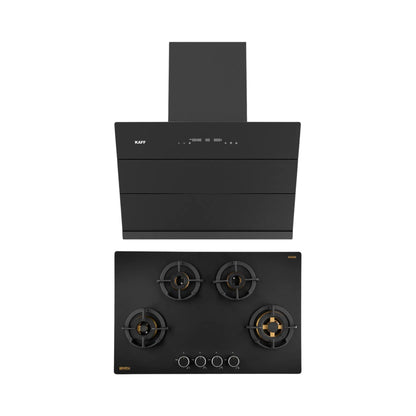 Kaff 75 cm Wall Mounted Chimney ALBURY SUPER 75 DC BLDC + Kaff 80 cm 4 Burner Hob Massimo MSM 804X