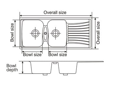Nirali Quartz Sink Quartz Premium Range KAPPA LV 2 ( 45 x 19.5 inches )  -  White Granite