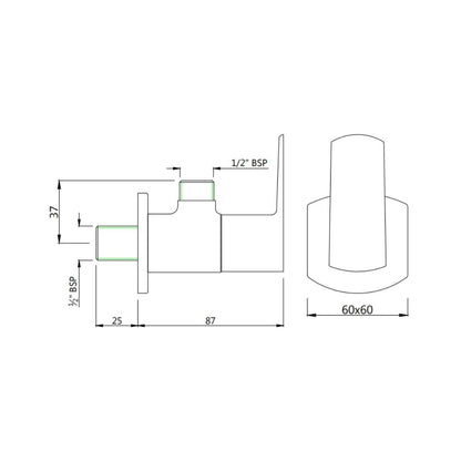 Jaquar Basin Area Angle Valve Kubix Prime KUP-ABR-35053PM - Antique Bronze