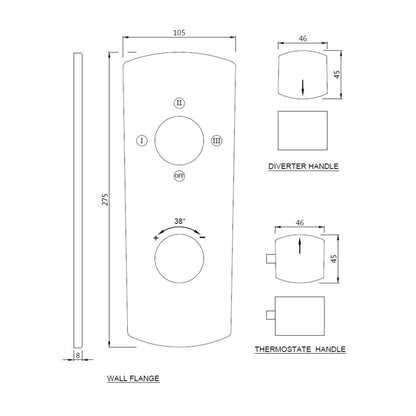 Jaquar 3 Way Thermostatic Diverter Kubix Prime KUP-ABR-35683PM Normal Flow - Antique Bronze Finish