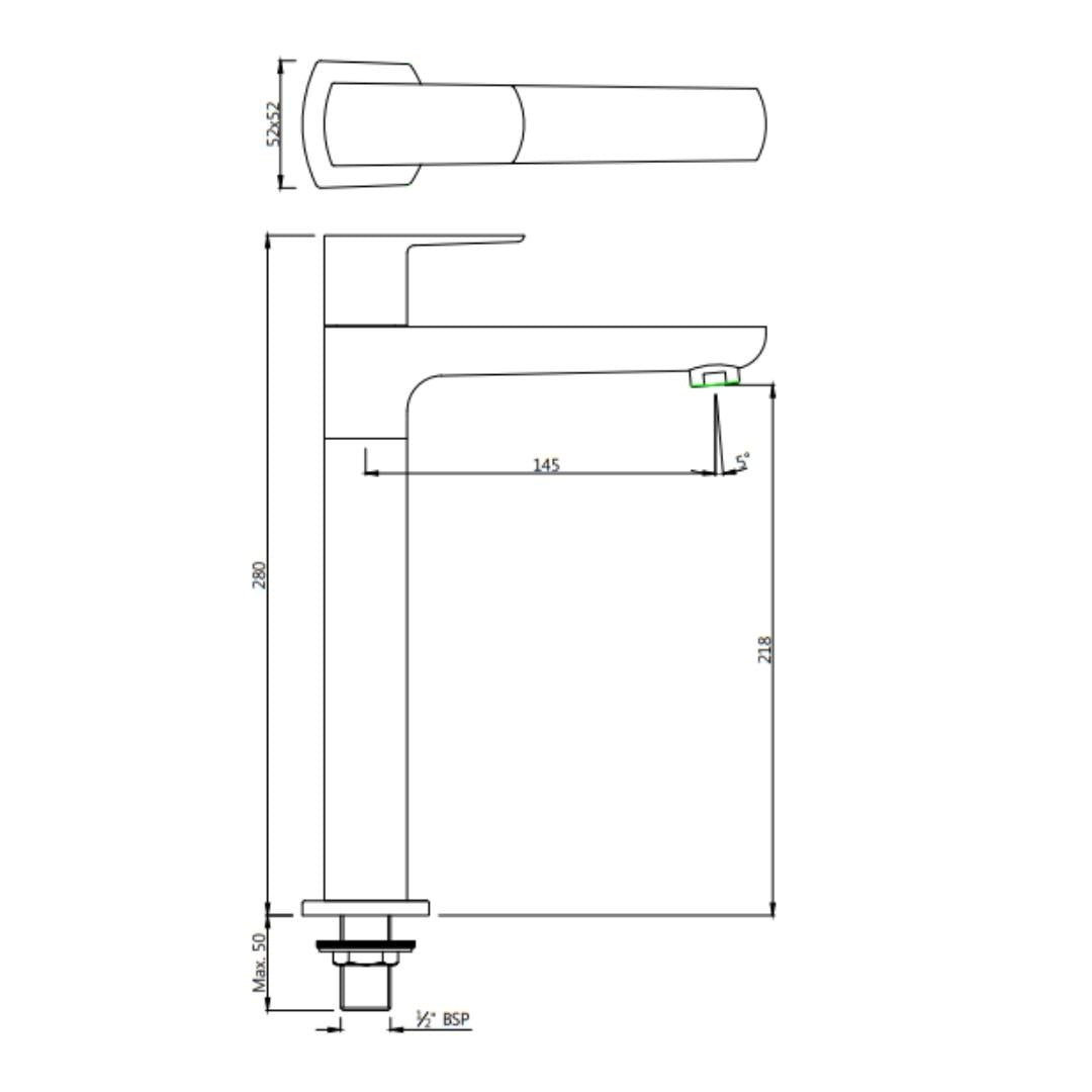 Jaquar Table Mounted Tall Boy Basin Tap Kubix Prime KUP-CHR-35021PM - Chrome