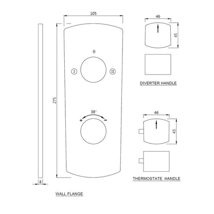 Jaquar 2 Way Thermostatic Diverter Kubix Prime KUP-CHR-35681KPM Normal Flow - Chrome Finish