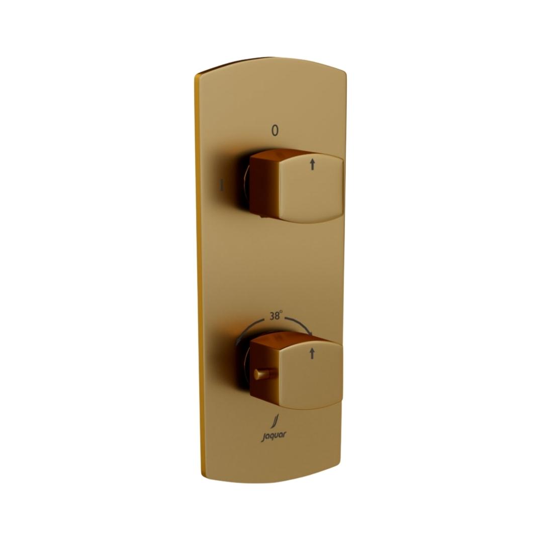 Jaquar 2 Way Thermostatic Diverter Kubix Prime KUP-GMP-35681PM Normal Flow - Gold Matt PVD Finish