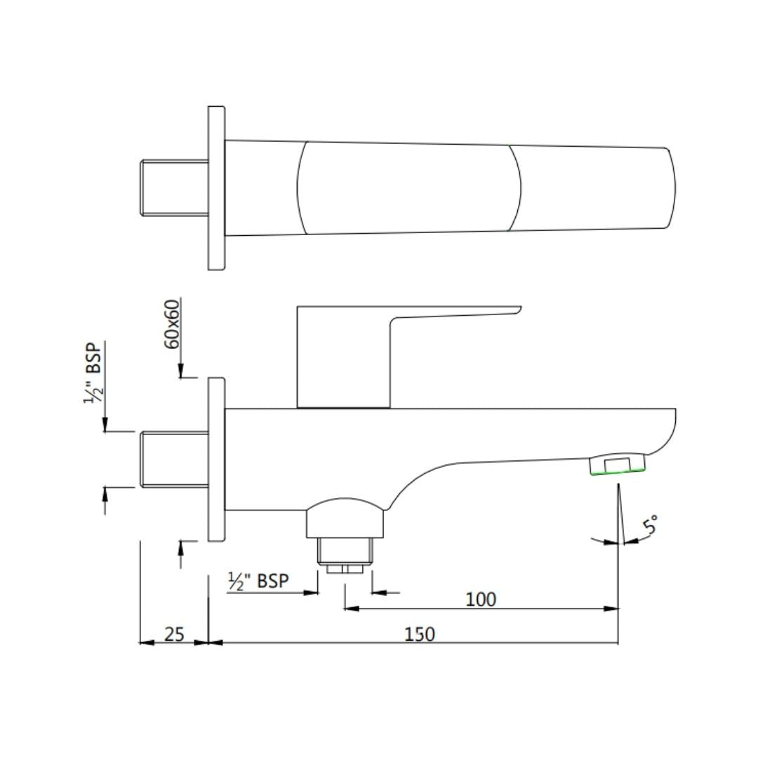 Jaquar WC Area 2 Way Bib Tap Kubix Prime KUP-GRF-35041PM - Graphite