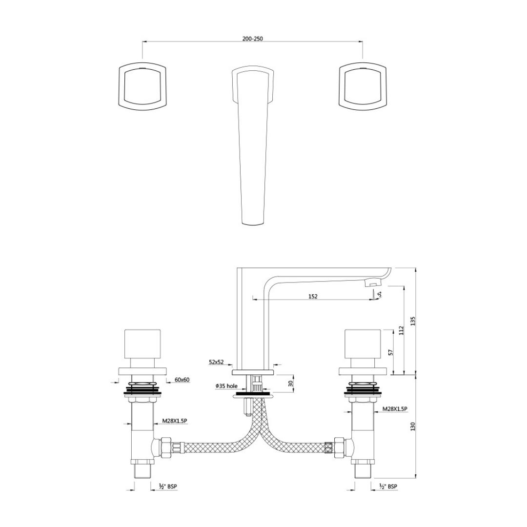 Jaquar Table Mounted Regular Basin Mixer Kubix Prime KUP-GRF-35189PM - Graphite