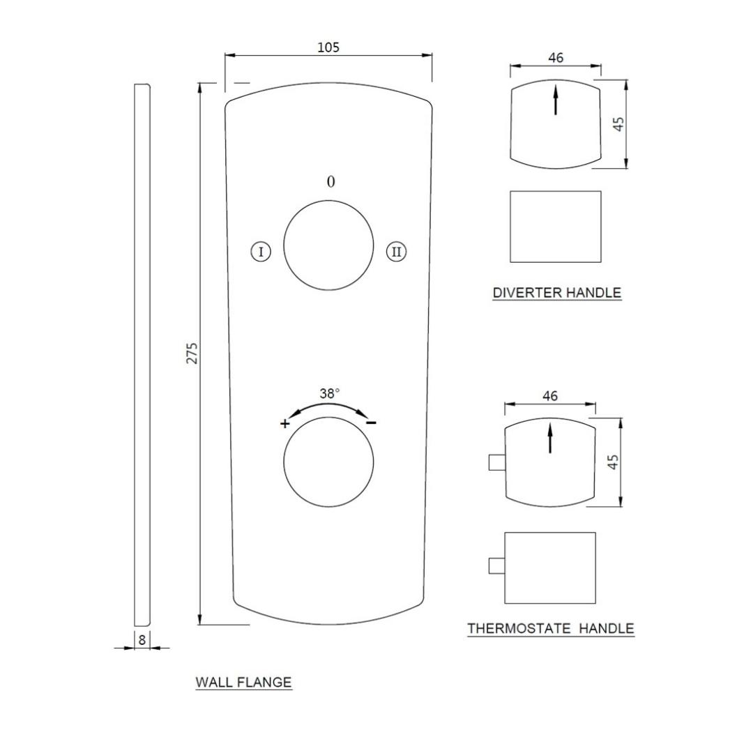 Jaquar 2 Way Thermostatic Diverter Kubix Prime KUP-SSF-35681PM Normal Flow - Stainless Steel Finish