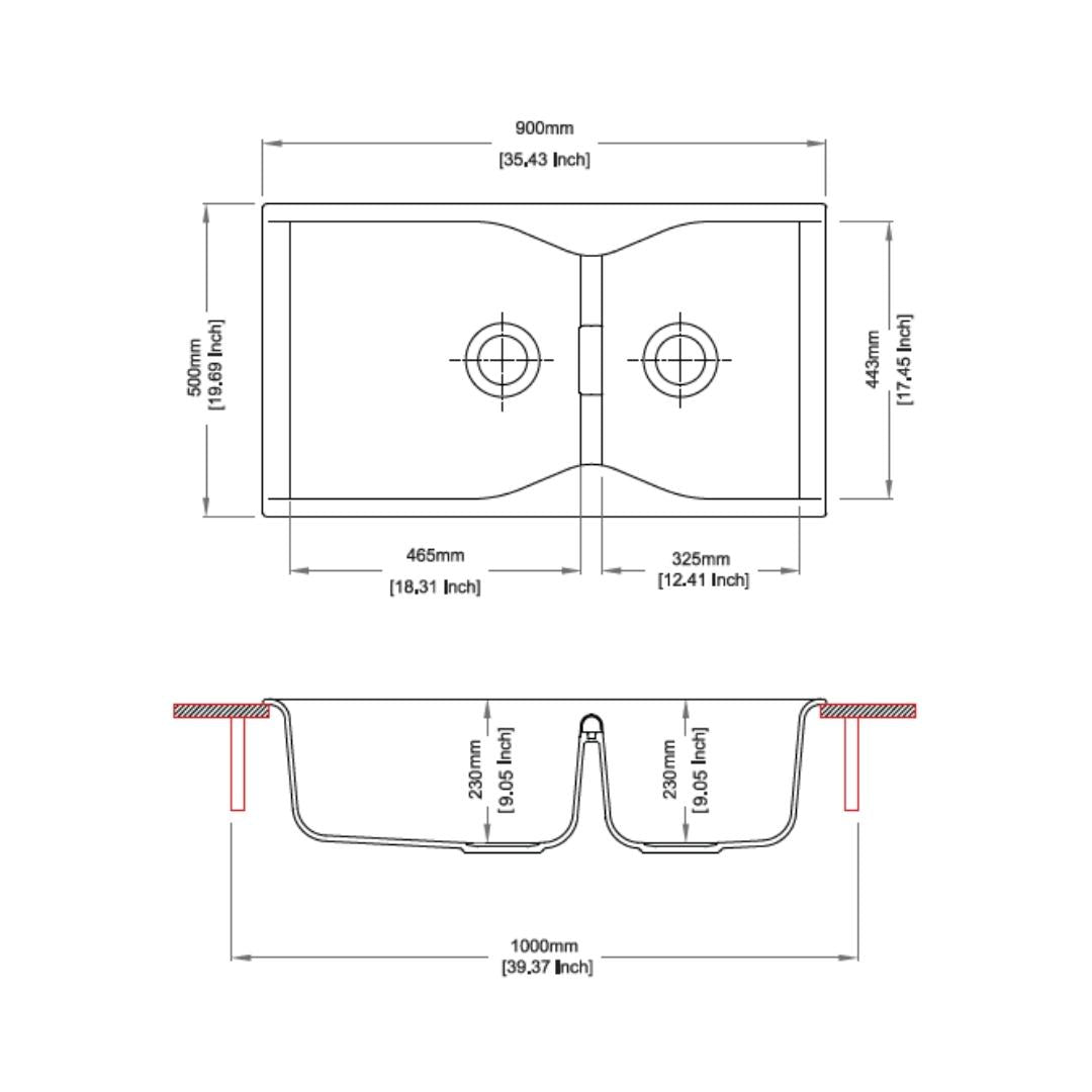 Carysil Quartz Sink Largo LARGO 3620 ( 36 x 20 inches )  -  Espresso