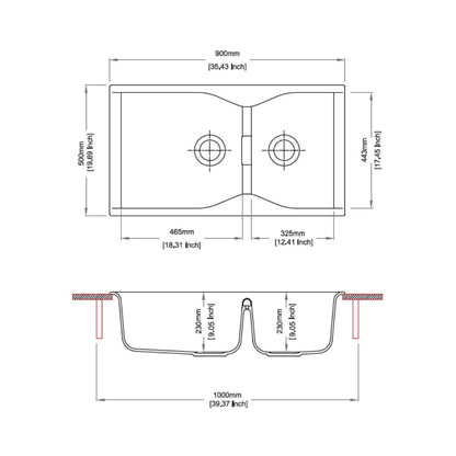 Carysil Quartz Sink Largo LARGO 3620 ( 36 x 20 inches )  -  Nera
