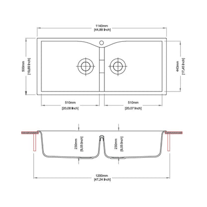 Carysil Quartz Sink Largo Largo 4520 ( 45 x 20 inches )  -  Cornflakes