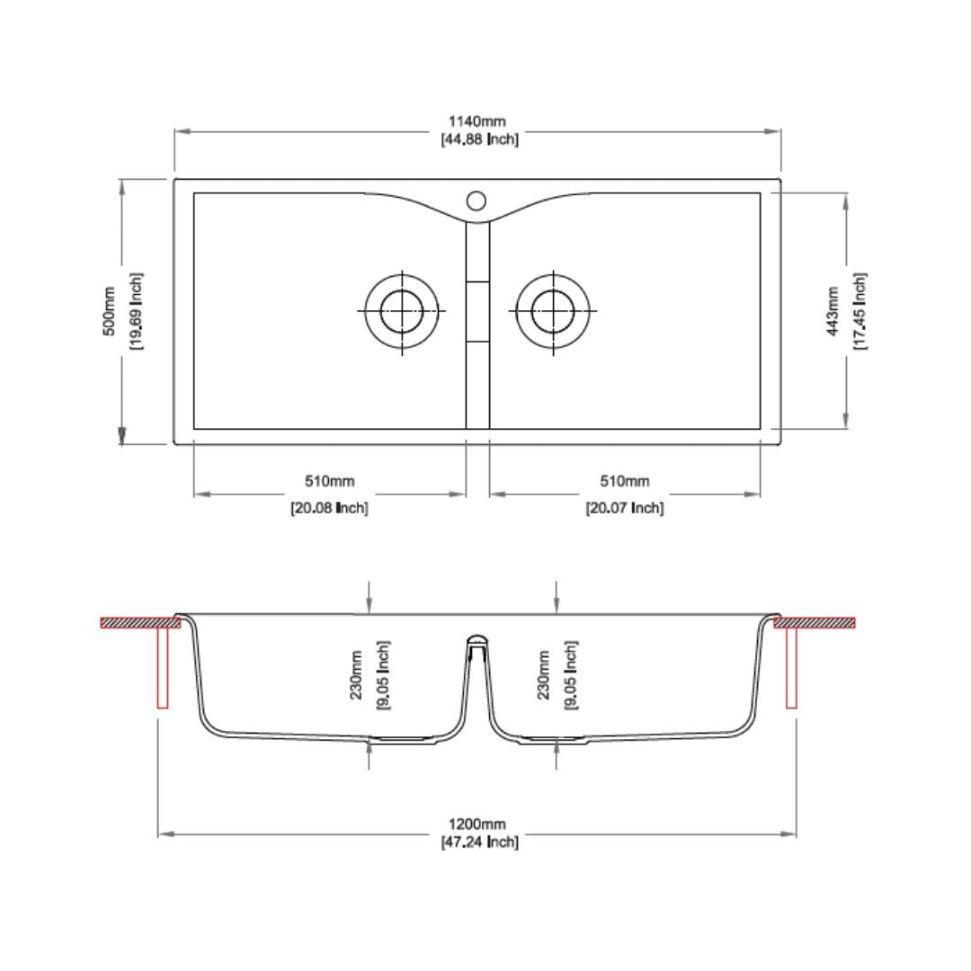 Carysil Quartz Sink Largo Largo 4520 ( 45 x 20 inches )  -  Espresso